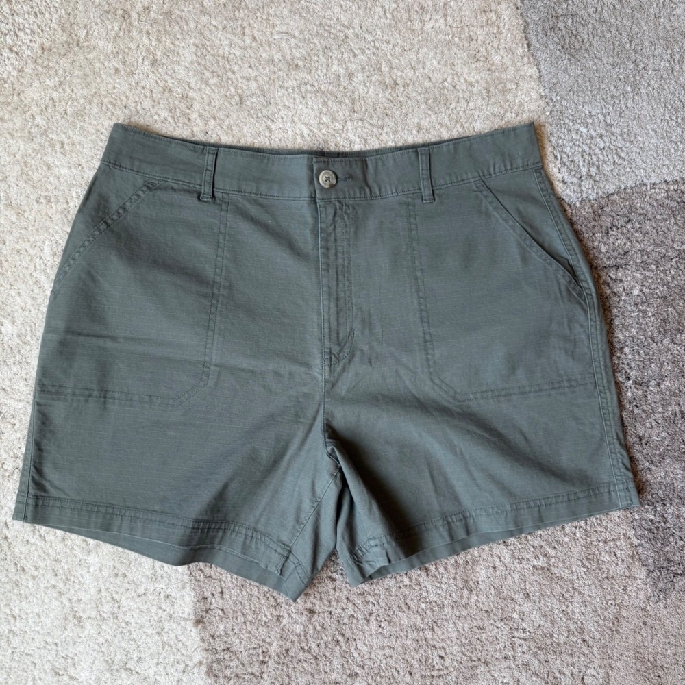 Eddie Bauer Womens 14 Specialty Dyed Utility Shorts Olive Green Ripstop Texture